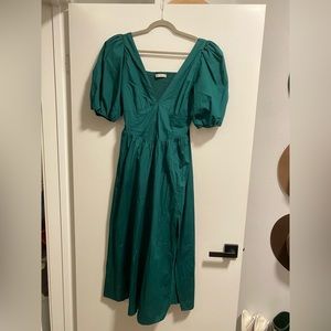 Abercrombie & Fitch Puff Sleeve Corset Midi Dress